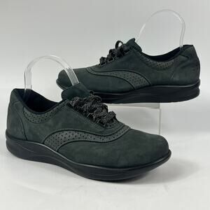 SAS Walk Easy Comfort Shoes Womens 9S Slim Black Nubuck Leather Lace Up USA Made